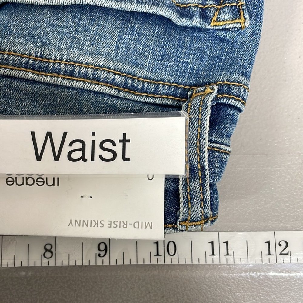 Insane Gene NWT Jeans Mid-Rise Skinny Dark Blue Denim Exposed Buttons Size 0 W23 - Picture 11 of 13